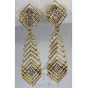 Rare Ilias Lalaounis 18K Gold & Diamond Geometric Statement Earrings